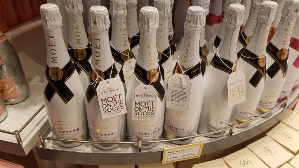 Moet & Chandon Champagne drink in Qatar airport